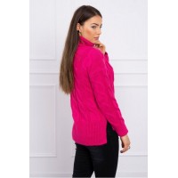Megztinis su aukšta apykakle su ilgesne nugaros dalimi rožinės spalvos