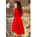 210-6 NICOLLE - suknelė su ilgesne nugaros dalimi su nėriniais iškirptėje - Raudonos spalvos XXXXL Suknelės